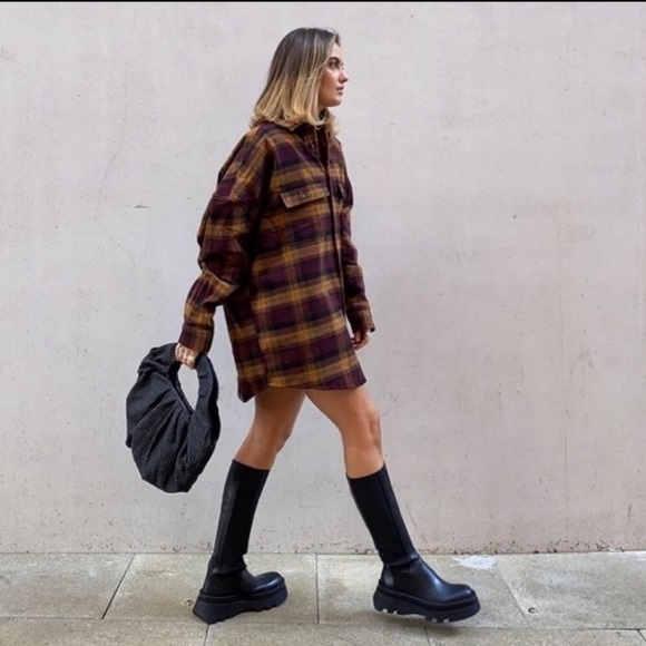 NWT Zara Lug Sole Leather Tall Boots - Picture 11 of 16